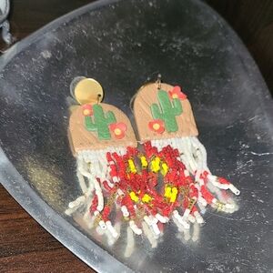 Cactus Beaded Earrings - Multicolor